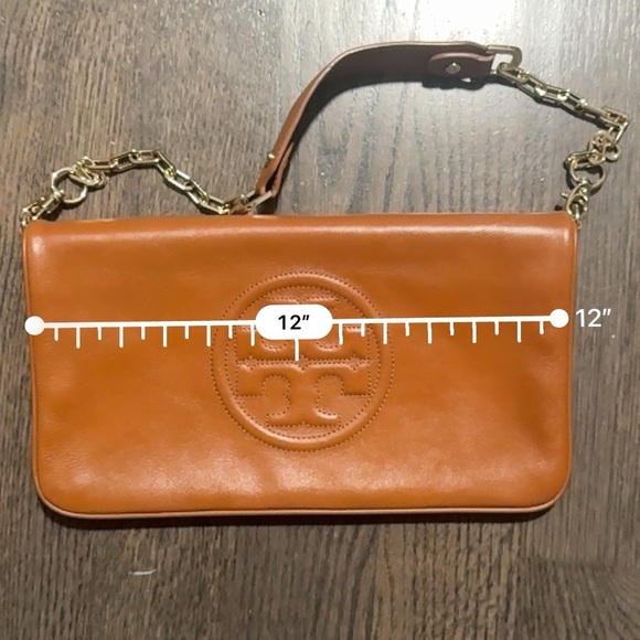 Tory Burch Leather Bombe Reva Brown Cluth - Picture 4 of 5